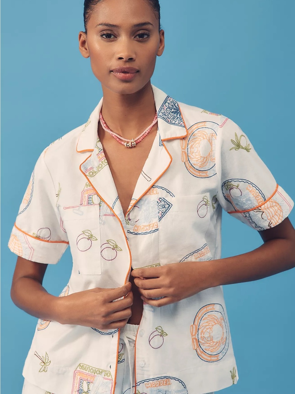 NWT Size 10 - Damson Madder Embroidery Cotton/Linen Buttondown Shirt (US$ 125)